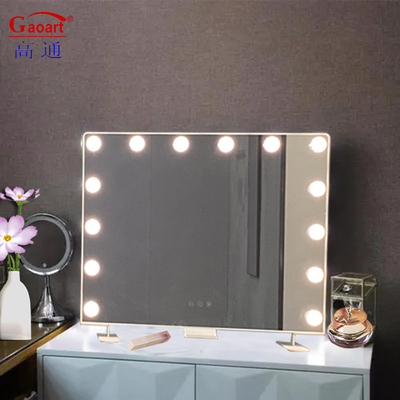 Anpassbares Metall und Glas Spiegel Hollywood Make-up Vanity mit Chrome LED Glühbirnen
