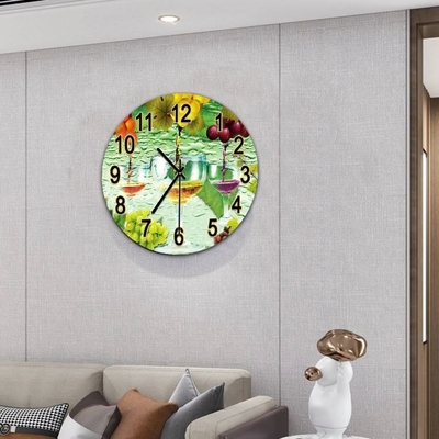 Haus Wanddekoration Glas Wanduhr mit Landschaftsbild und Ölmalerei
