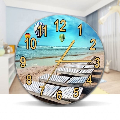 Haus Wanddekoration Glas Wanduhr mit Landschaftsbild und Ölmalerei