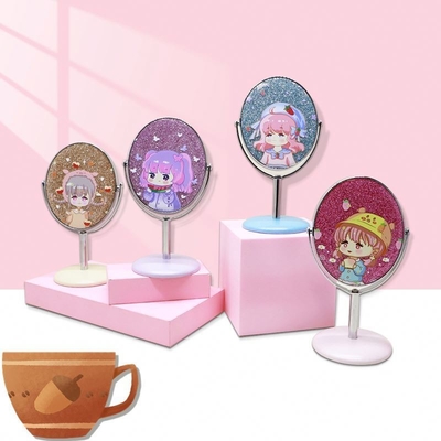 Besonderheiten für die Anpassung an Kunststoff und Glas Spiegel Mini Portable Vanity Circle Umkleidekoration