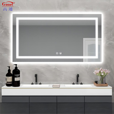 Große LED-beleuchtete Badezimmerspiegel Custom Intelligentes Make-up Wanddekor mit Touch Switch