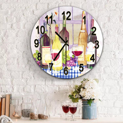 Große Küchendekoration Moderne Glas UV-Uhr für Zuhause Restaurant Dekor Alltag