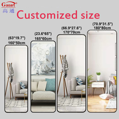 Maßgeschneiderte Größe Badezimmer Glasmöbel mit Metall Bevel Full Body Float Mirror