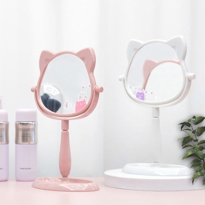 Modisches Design Plastik- und Glasspiegel Stehende Schreibtisch-Make-up-Spiegel für Reisen