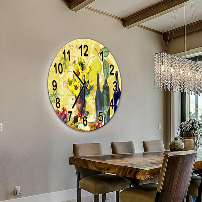Klassische gehärtetes Glas Spiegel Küche Sublimation Mantel Wohnzimmer Anhänger Gesicht UV-Uhr