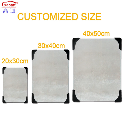 Customized Logo Akzeptable Gehärtetes Glas Schnittbrett für Küche 4Pcs Ecken