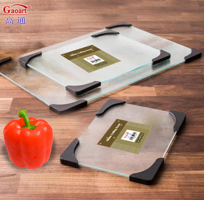 Gehärtetes Glas Schnittbrett mit Gummi-Kanten All-Season Küchenwerkzeug 4pcs Ecken