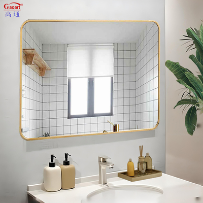 Schwarzes Aluminium Aufkleber Goldrahmen Oval Glas Spiegel Wand Hängende Kunst für Bad