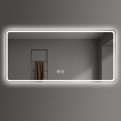 Rechteckiges Lichtbad Spiegel mit Touchschalter und wasserdichtem LED-Streifen