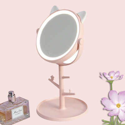 6 Zoll einfacher Make-up-Spiegel mit verstellbarem Winkel und bequem in einem Tablett eingebaut