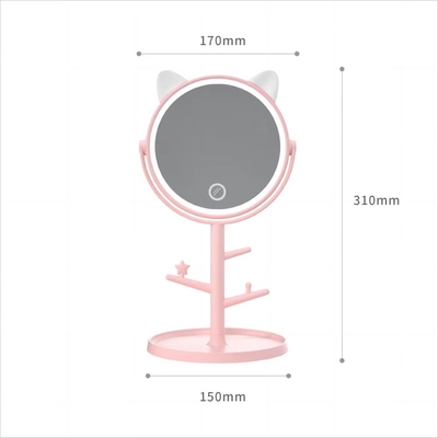 6 Zoll einfacher Make-up-Spiegel mit verstellbarem Winkel und bequem in einem Tablett eingebaut