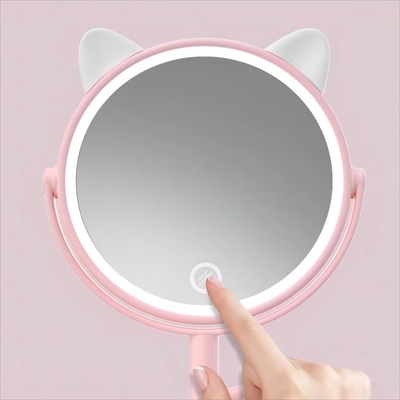 6 Zoll einfacher Make-up-Spiegel mit verstellbarem Winkel und bequem in einem Tablett eingebaut