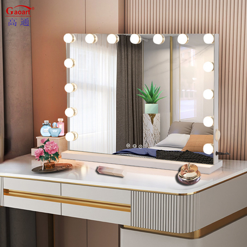 Extra LOGO Original Schwarz Chorome Make-up Make-up Vollwandlicht Led Wohnkultur Hollywood Mit Licht Spiegel