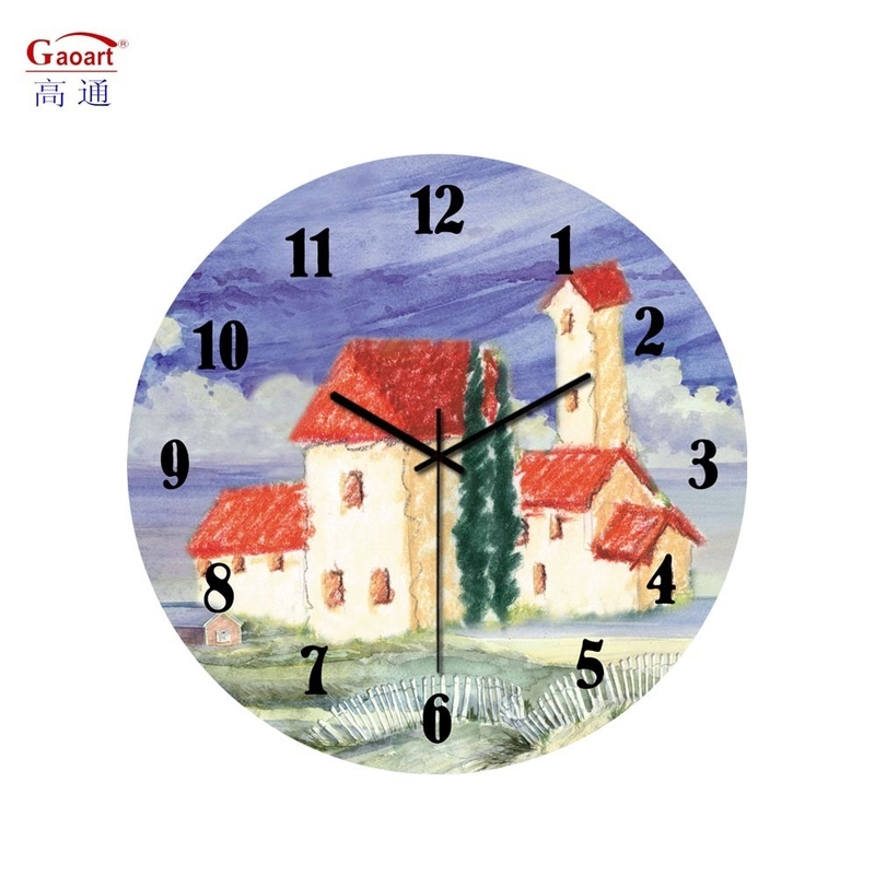 12 Zoll maßgeschneiderte Größe Glas Zeit Sublimation Hängende Wanduhr für Wohnzimmer
