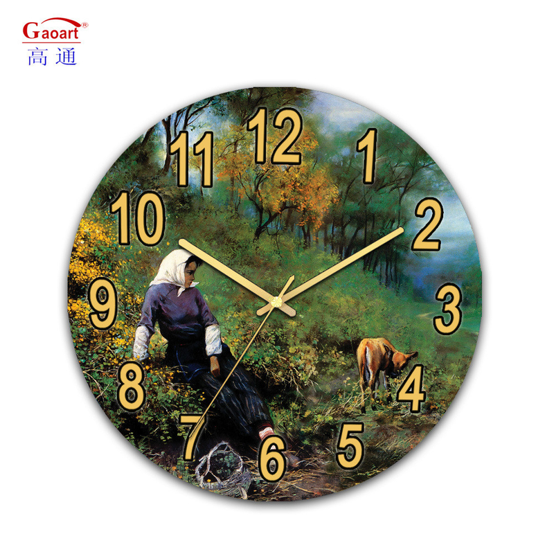 Klassische gehärtetes Glas Spiegel Küche Sublimation Mantel Wohnzimmer Anhänger Gesicht UV-Uhr