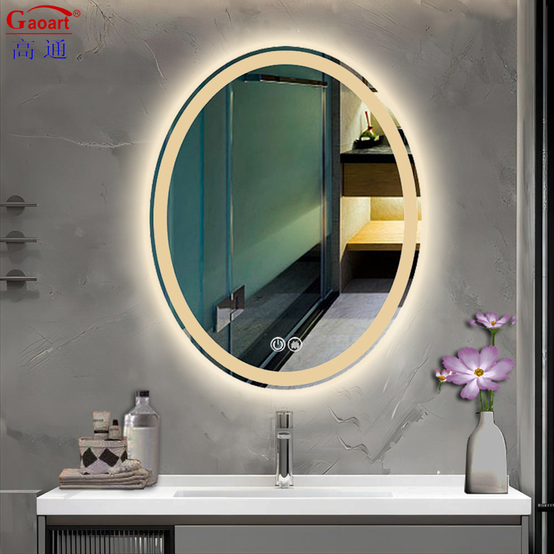 Modernes Design Vanity Oval Großes Rundes Badezimmer Hintergrundbeleuchtung Smart Led Licht Badezimmer Spiegel