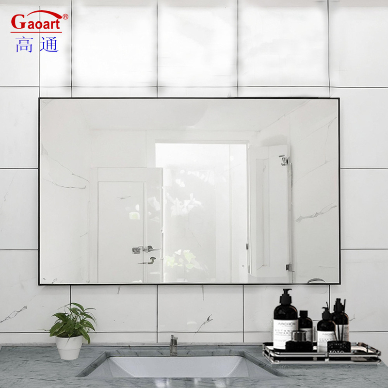 Aluminiumlegierungsrahmen Glasspiegel für große schwarze Aufkleber Metallrahmen Badezimmer Vanity