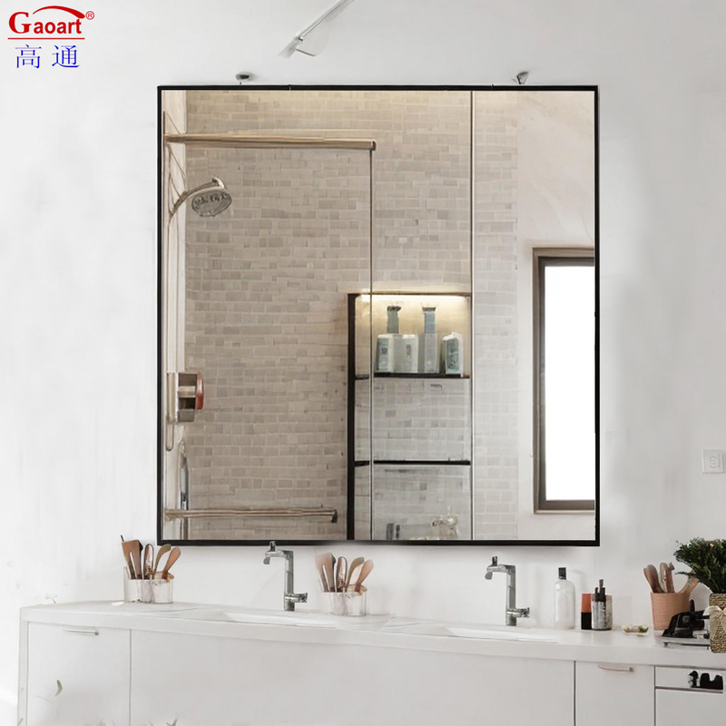 Home Weinshop Reflektion Mode Eisen Schwarz Bad Wandspiegel mit Aluminiumrahmen