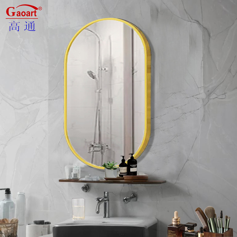 Jeden Tag Gelegenheit Bester Badezimmerspiegel mit schwarzem Eisenrahmen in Gold und Goldglas